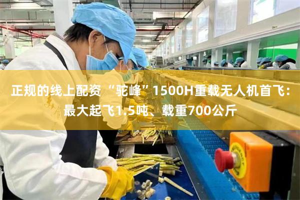 正规的线上配资 “驼峰”1500H重载无人机首飞：最大起飞1.5吨、载重700公斤