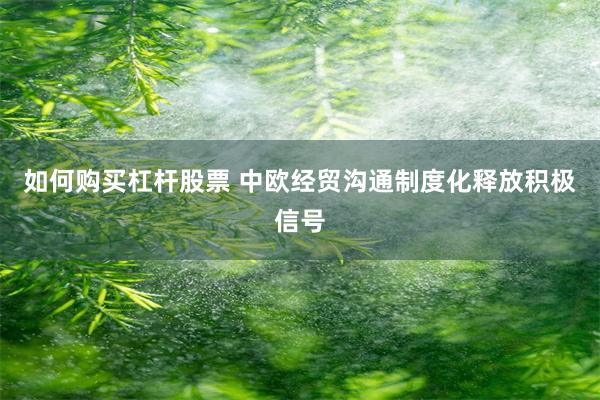 如何购买杠杆股票 中欧经贸沟通制度化释放积极信号