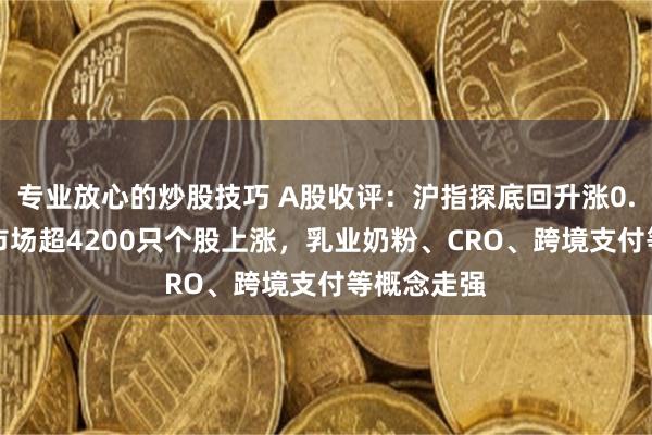 专业放心的炒股技巧 A股收评：沪指探底回升涨0.19%，全市场超4200只个股上涨，乳业奶粉、CRO、跨境支付等概念走强