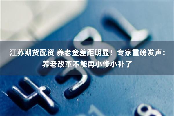 江苏期货配资 养老金差距明显！专家重磅发声：养老改革不能再小修小补了