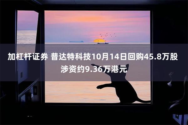 加杠杆证券 普达特科技10月14日回购45.8万股 涉资约9.36万港元